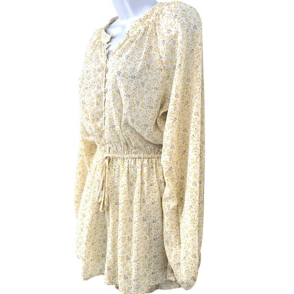 Line & Dot Mimi Floral Long Sleeve Romper Yellow White Size Small - Picture 4 of 13